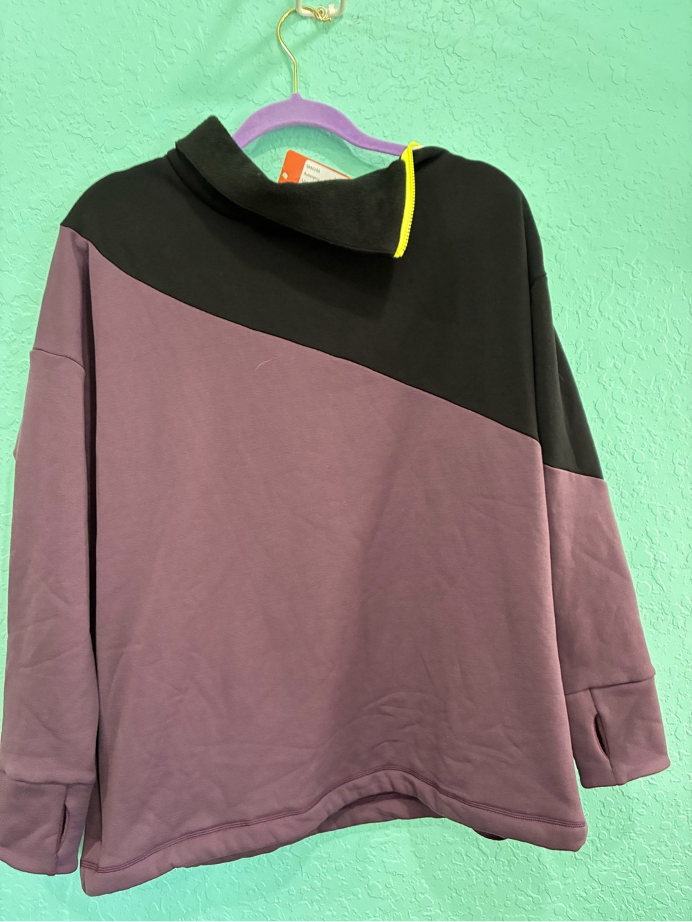 Sweaty Betty Two-Tone infield thermal Pullover purple Black S NWT